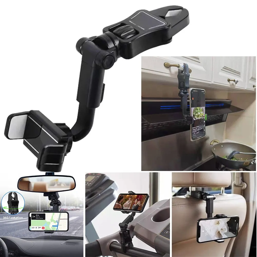 

Car Rearview Mirror Bracket Seat Back Mobile Phone Bracket Can Be Adjusted Car Rear View Mirror Mount Holder Stand