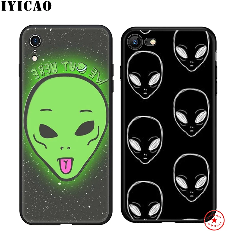 IYICAO Alien Забавный классный мягкий чехол для телефона iPhone 11 Pro XR X XS Max 6 6S 7 8 Plus 5 5S SE