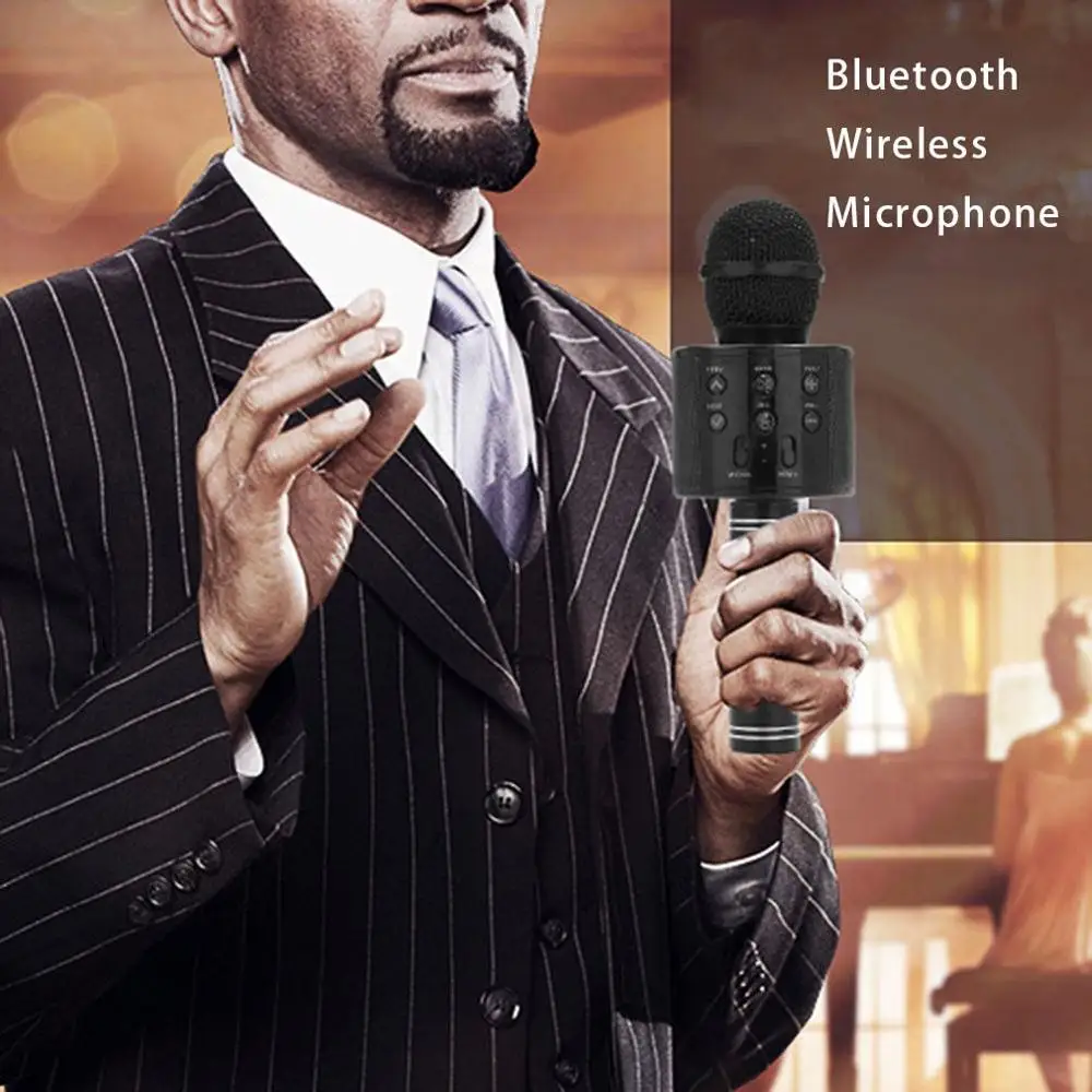 Профессиональный Bluetooth беспроводной микрофон динамик ручной микрофон караоке микрофон музыкальный плеер для вокала, с рекордером KTV микрофон