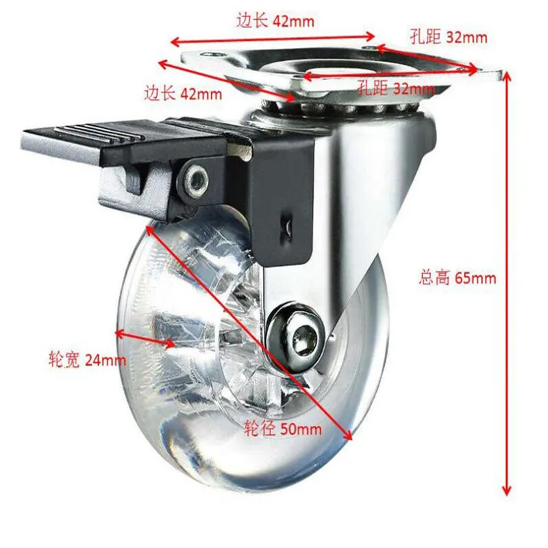 2 дюймовые мебельные хрустальные колесики универсальные поворотные ролики