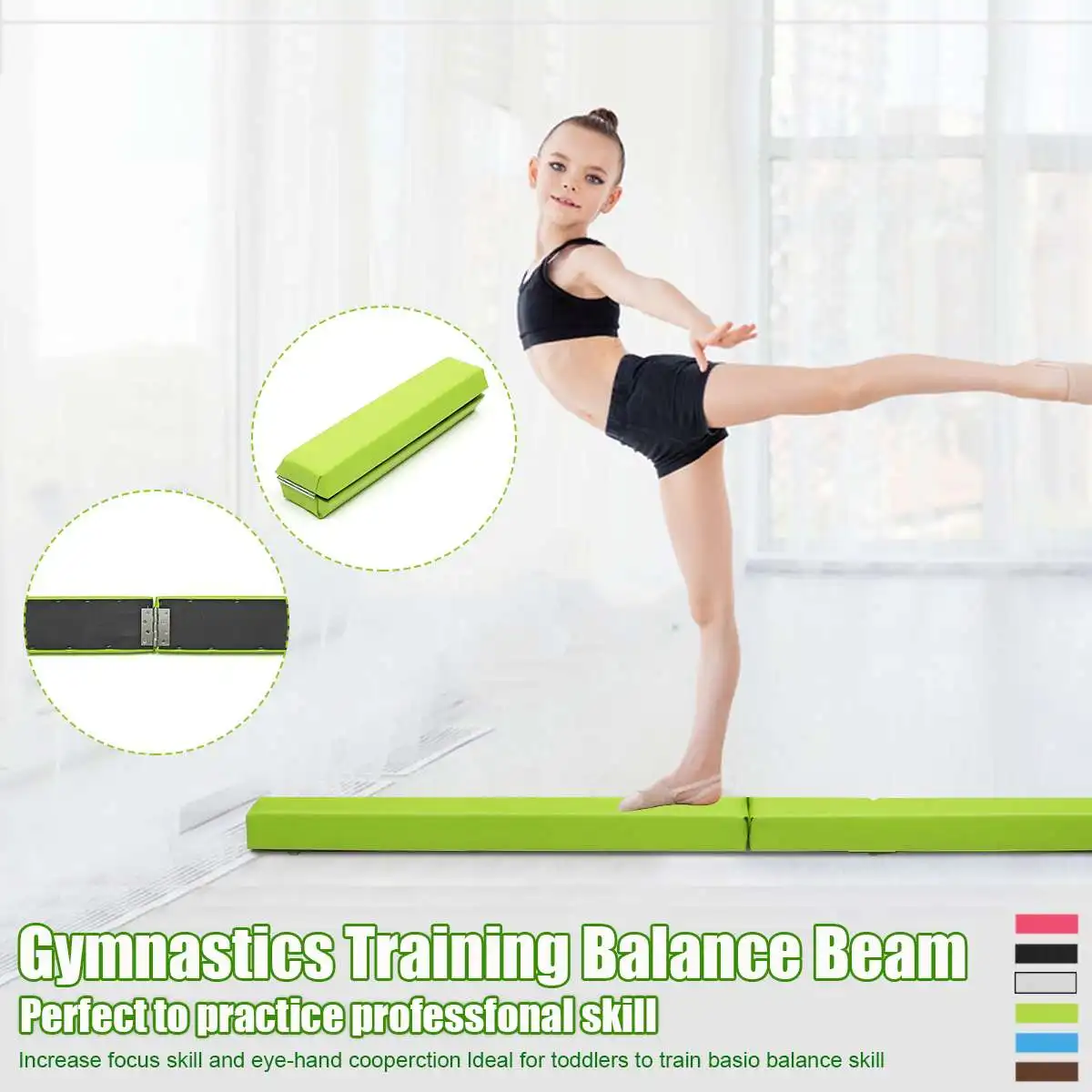 122CM Gymnastics Balance Beam Waterproof Non-slip for Training Gymnastics Folding Beam Yoga Balance Fitness Equipment