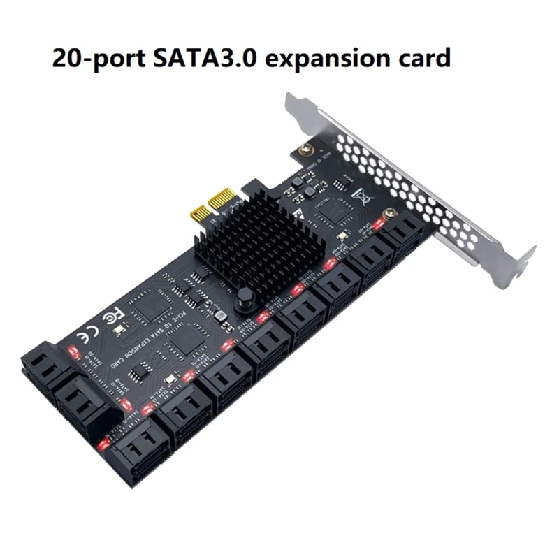 

20 Port SATA 6Gbps PCI Express Controller Card PCI-E 1X to SATA III Adapter/Converter PCIe Riser Expansion Adapter Board