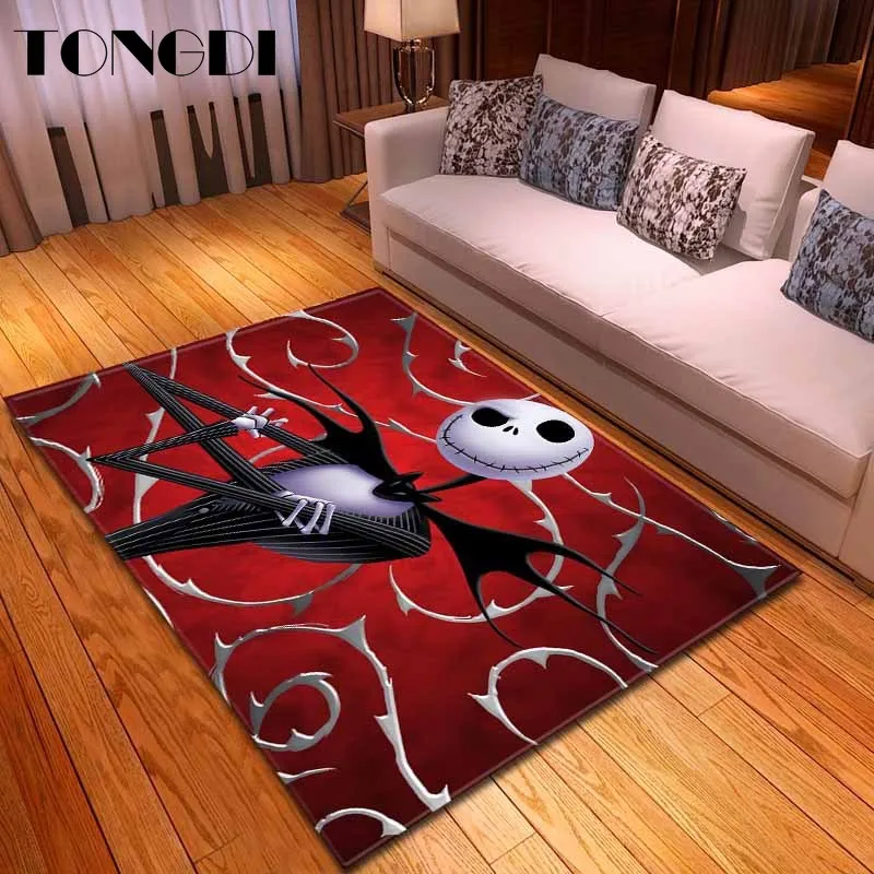 TONGDI Противоскользящий Современный художественный 3D мягкий ковер с черепом