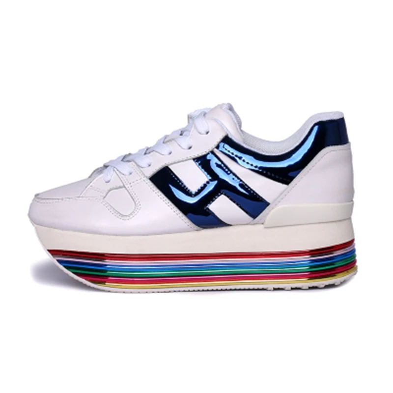 Модная новая спортивная обувь из натуральной кожи на платформе женская