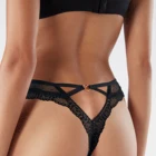 Женские кружевные трусики-стринги, прозрачные, с низкой талией, с вырезами