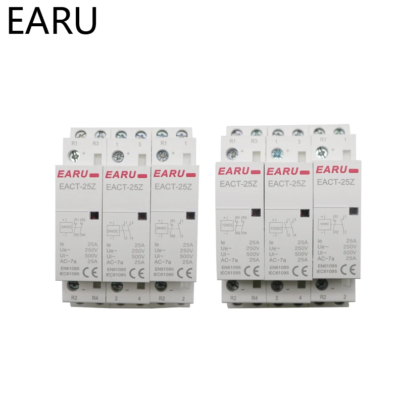

EACT-25Z DC 12V 24V 2P 16A 25A 1NO 1NC 2NO 2NC контактный Din-рейка, бытовой модульный контактор постоянного тока для умного дома, дома, отеля
