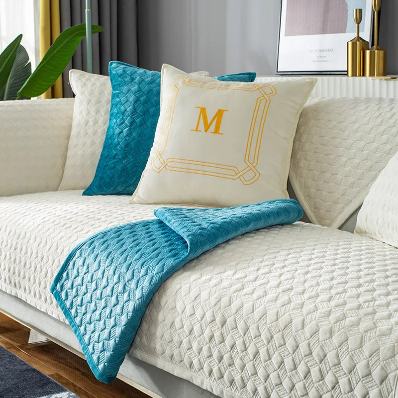 

Sofa Protector Cover for Living Room Plain Solid Sofa Cushion Mat Couch Covers Thicken Plush Chair Sofa Towel Home Decor