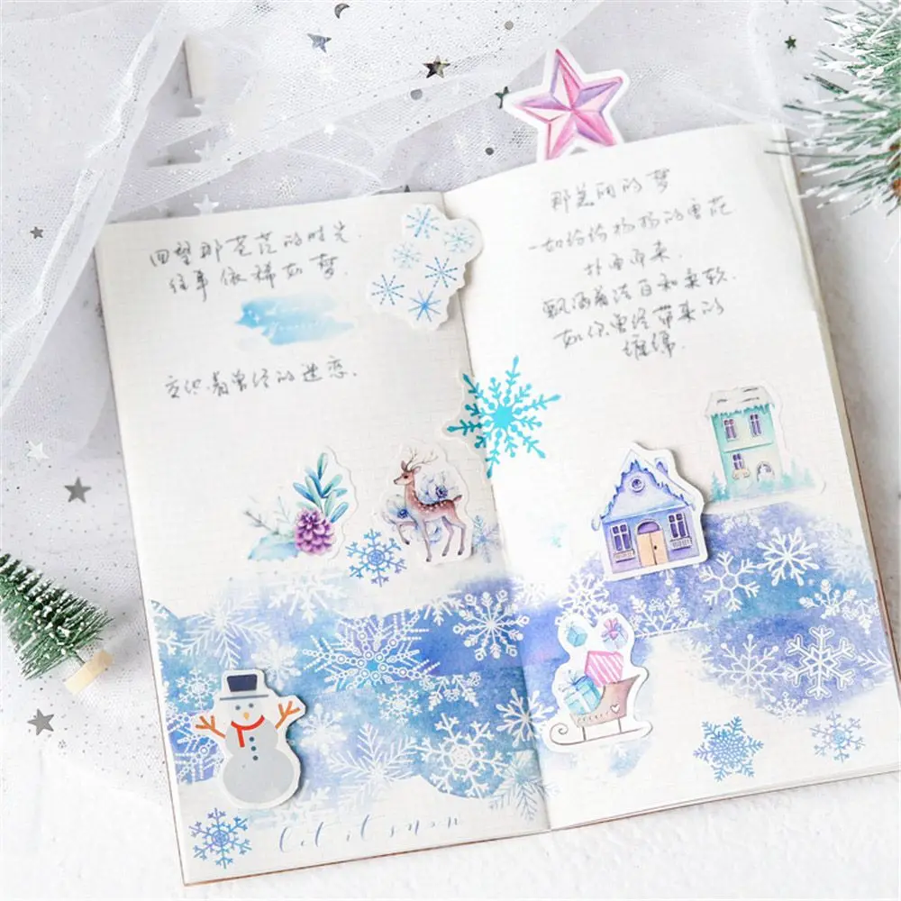 46 шт зимние европейские бумажные наклейки милые канцелярские принадлежности DIY