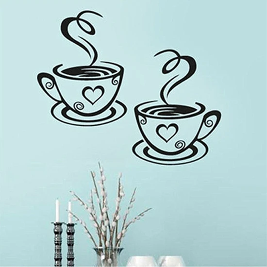 

Home Kitchen Restaurant Cafe Tea Wall Sticker Coffee Cups Sticker Wall Decor