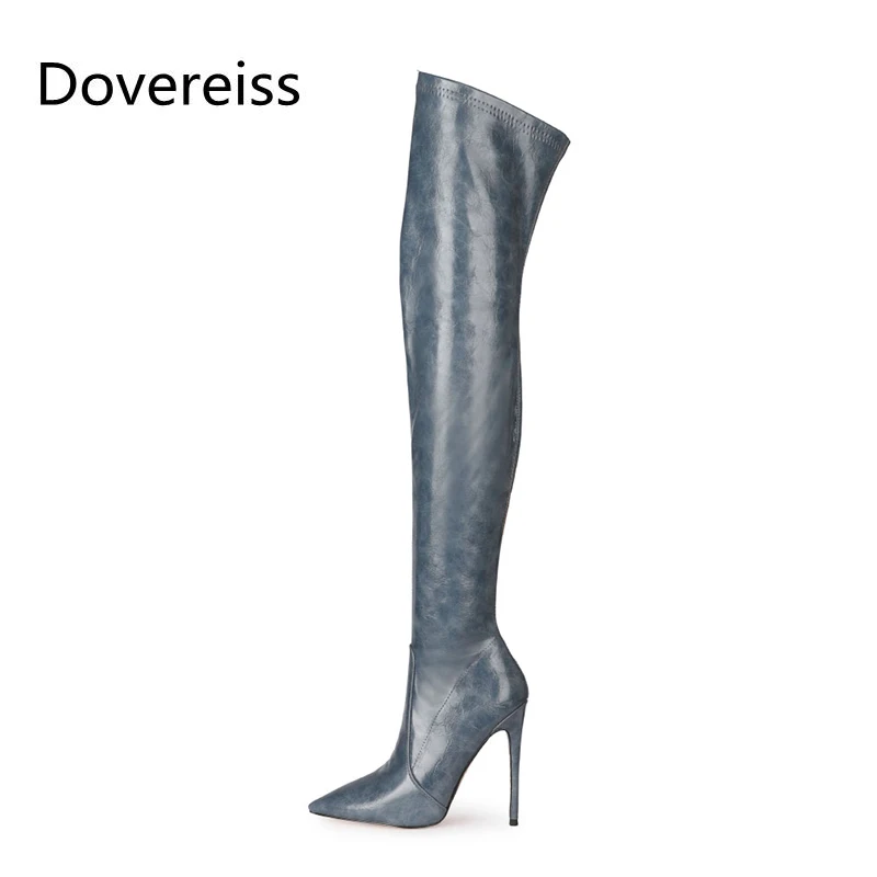 

Dovereiss Fashion Women's Shoes Winter new Pointed Toe Stilettos Heels Sexy Elegant Concise Mature Over the knee boots 34-47