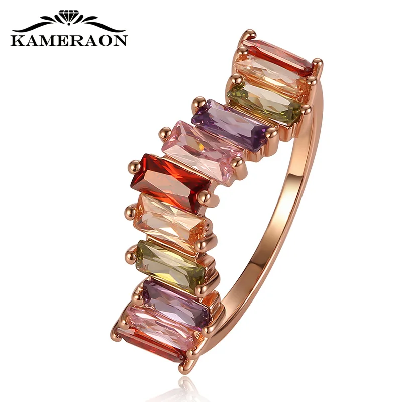 W образное дизайнерское кольцо с цветным цирконием стразы женские свадебные