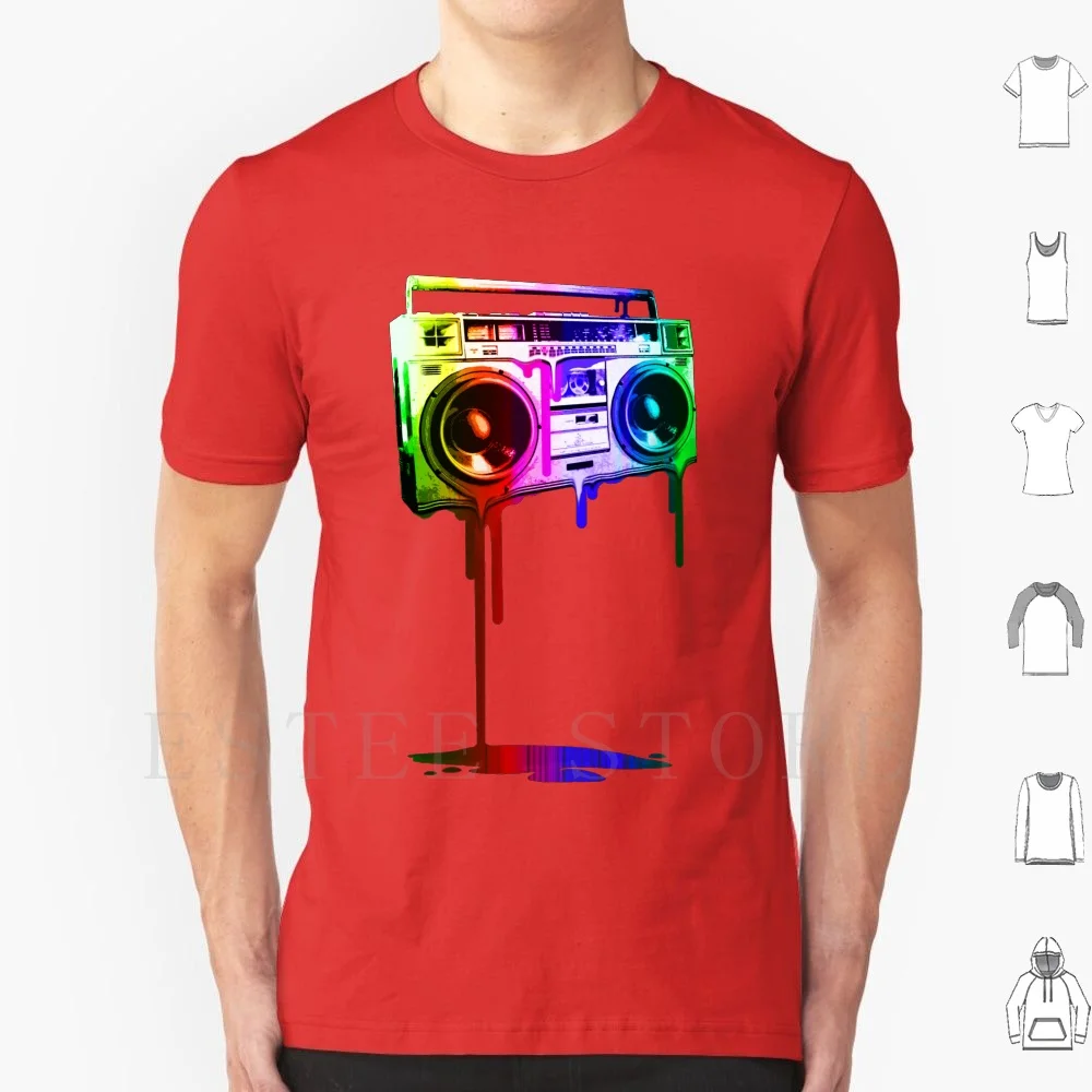 Melting Boombox ( Digital Rainbow Color ) T Shirt Diy Big Size 100% Cotton Boombox Ghettoblaster Rainbow Artistic Vintage Retro