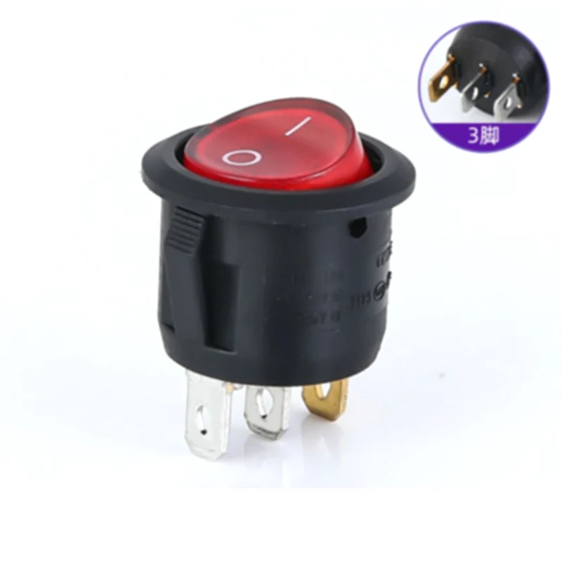 

5PCS/LOT KCD1 Round Boat Switch 3Feet 10A/125V 6A/250V AC 23MM Rocker Switch LED Illuminated Set ON/OFF