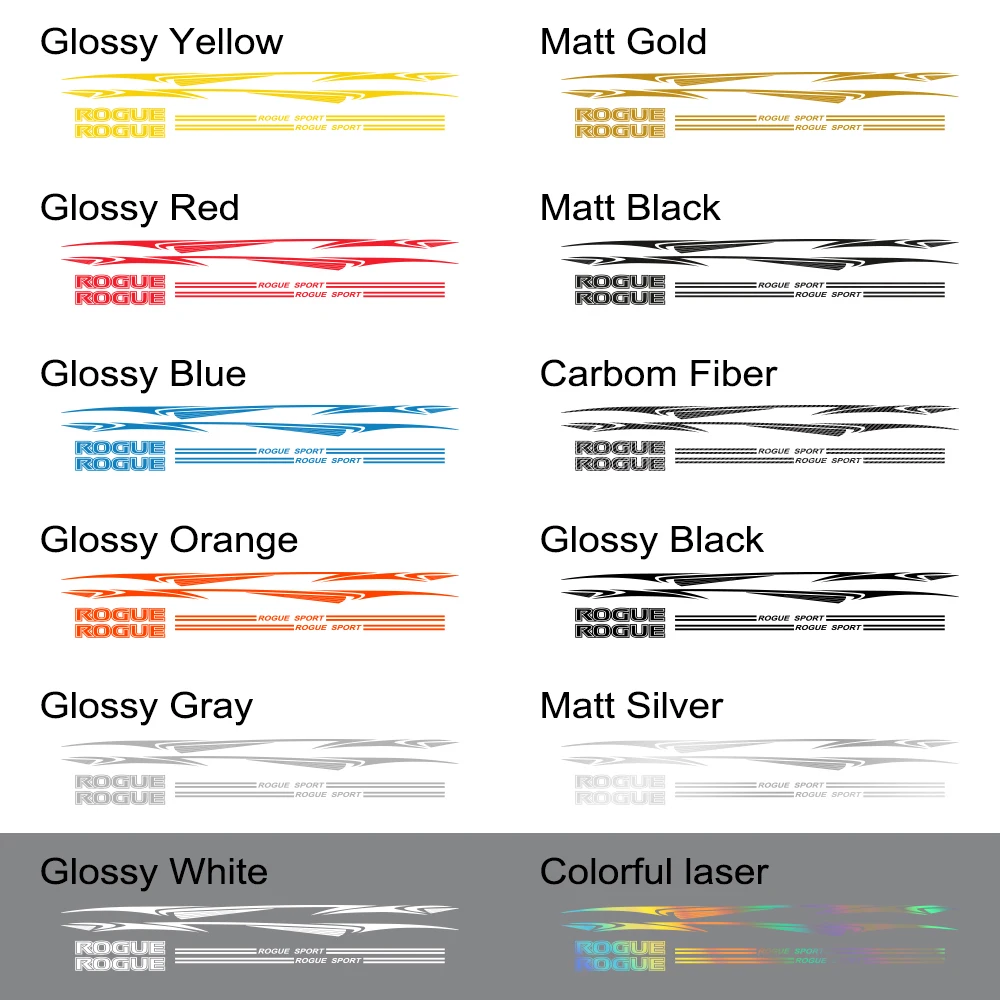 

2pcs For Nissan Rogue Car Long Side Stripe Stickers Vinyl Film Waterproof Auto Racing Styling Personalized Decal Car Accessories