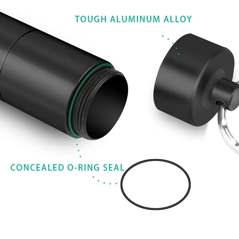 

1PC Portable Aluminum Survival Waterproof Pill Box Container Medicine Storage Case First-Aid Bottle With Key Ring Travel Kits