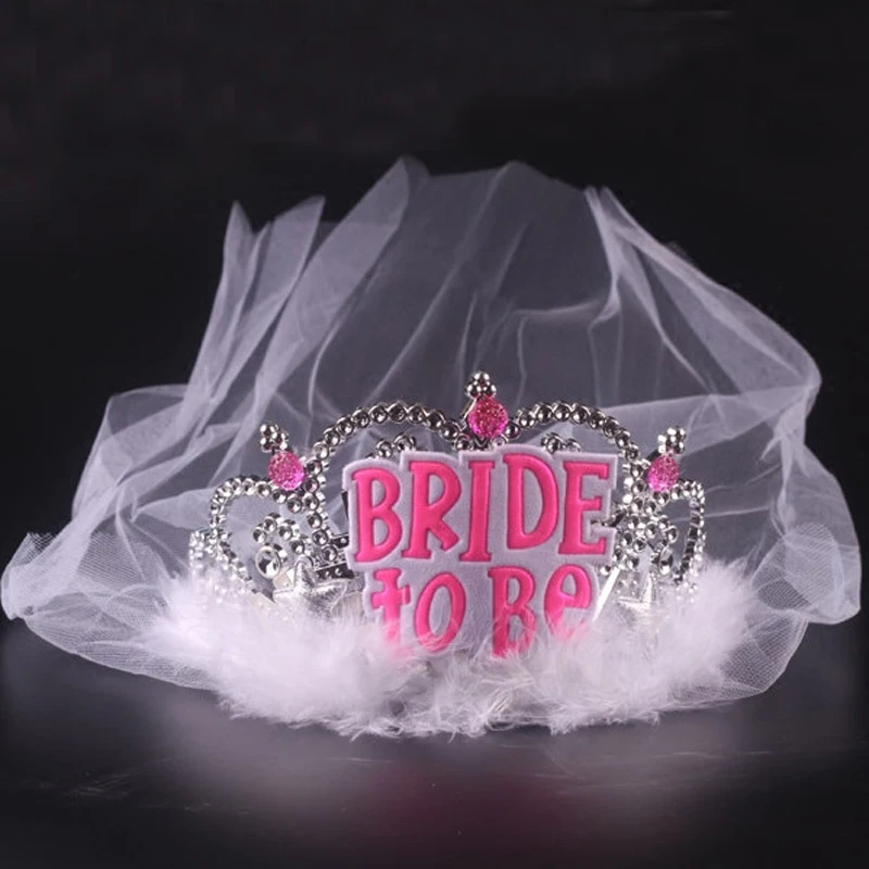 Белый с надписью &quotBride To Be&quot Фата невесты короны тиары вуаль девичник вечерние