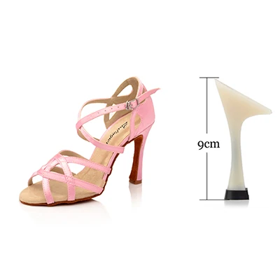 Pink 9cm Ladingwu/танцевальная обувь для латинских танцев; женская розовая атласная танцевальная обувь для сальсы; уникальный дизайн; плюшевая стелька; Танцевальная обувь для бальных танцев; каблук 10 см - Цвет: Pink 9cm