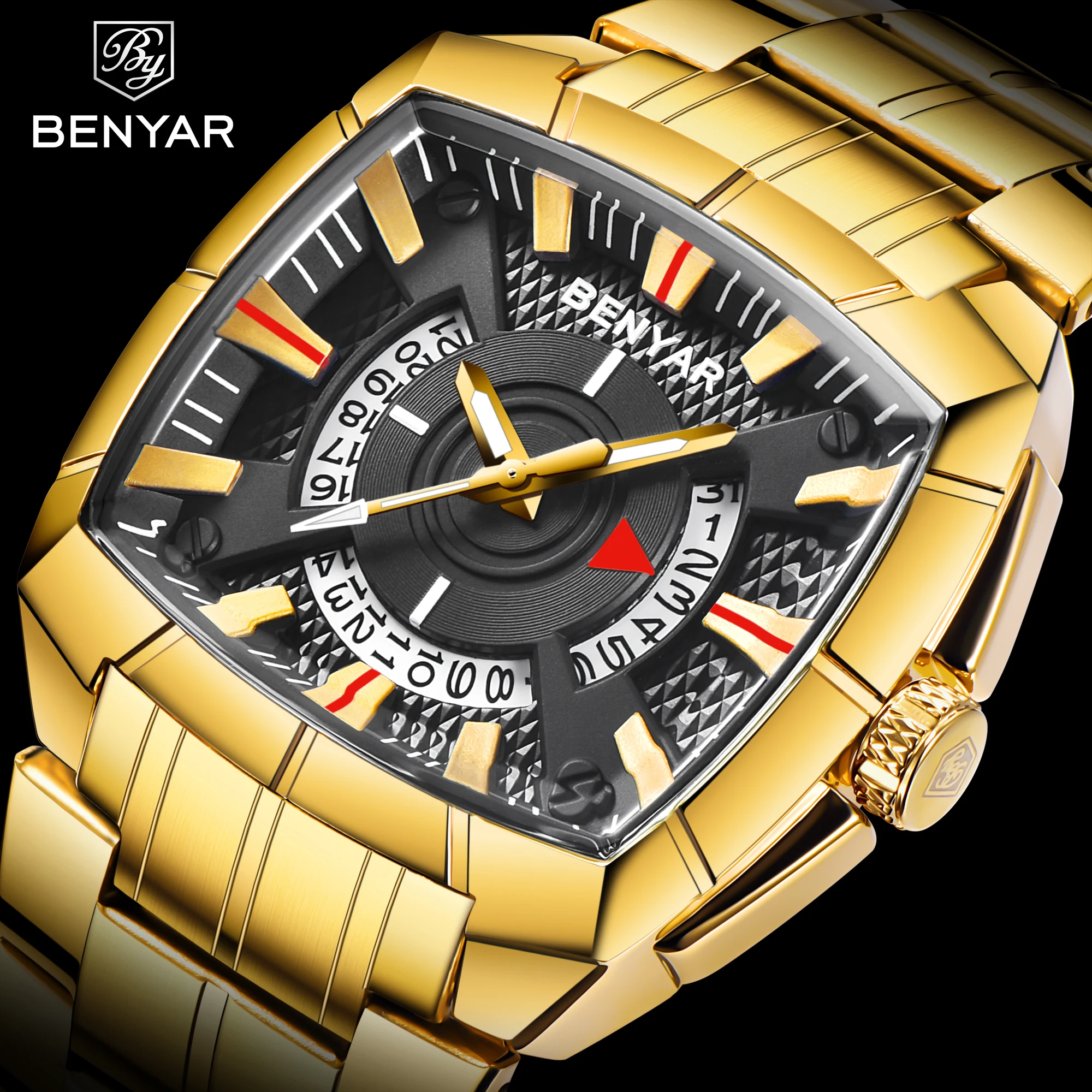 2019 BENYAR брендовые роскошные золотые часы для мужчин Reloj Hombre спортивные военные