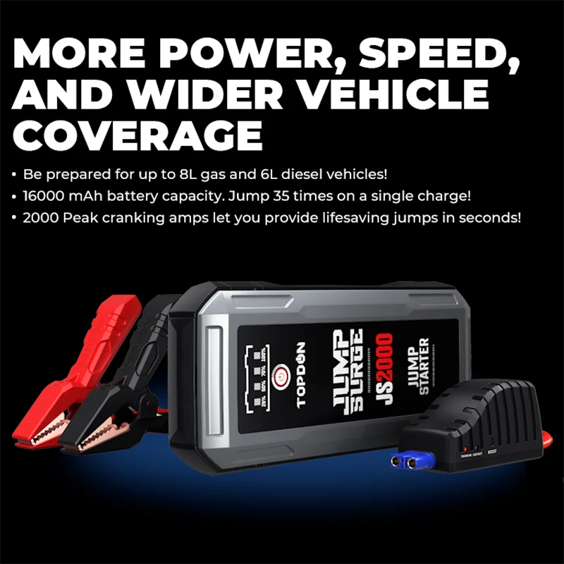 $69.91 TOPDON JS2000 12V Car Jump Starter 20000Mah Batterij Booster Draagbare Power Bank&Batterij Tester Launcher Auto Starting Device