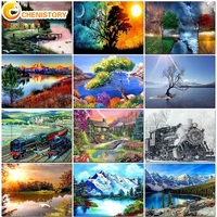 chenistory 5d diy diamond painting kits full square diamond embroidery landscape adult pictures of rhinestones mosaic home decor