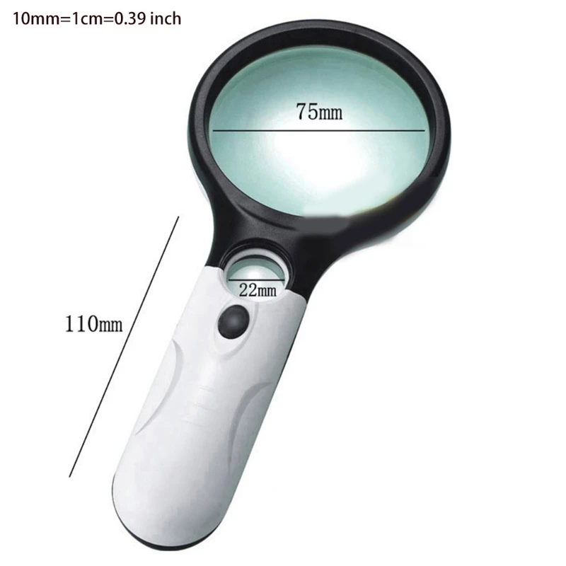 

M89B Lighted Magnifying Glass 3x 45x Magnifier Lens Handheld Magnifying Glass with Light Senior Reading Small Prints Map