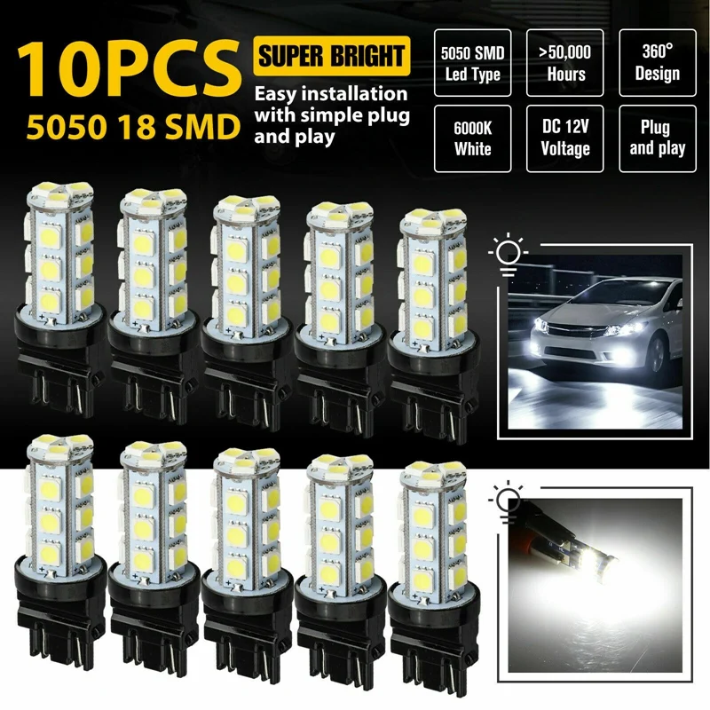 

10 шт. 3157 3156 18SMD задний тормоз/стоп/поверните Задние Резервное копирование светодиодный светильник лампы белого цвета