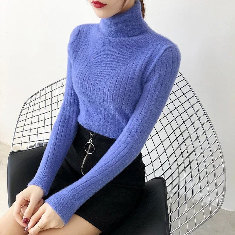 Свитер женский осенне-зимний с высоким воротником | Женская одежда