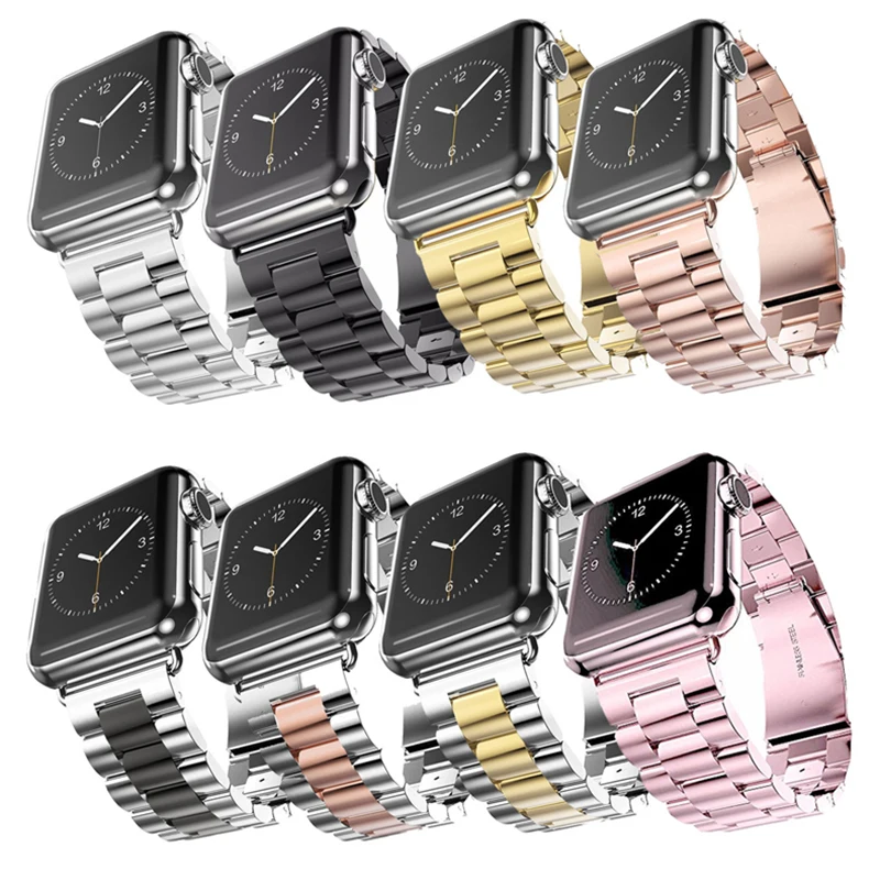 Ремешок для Apple Watch Series 5 4 3 2 Band 42 мм 40 44 черный браслет из нержавеющей стали iWatch 38
