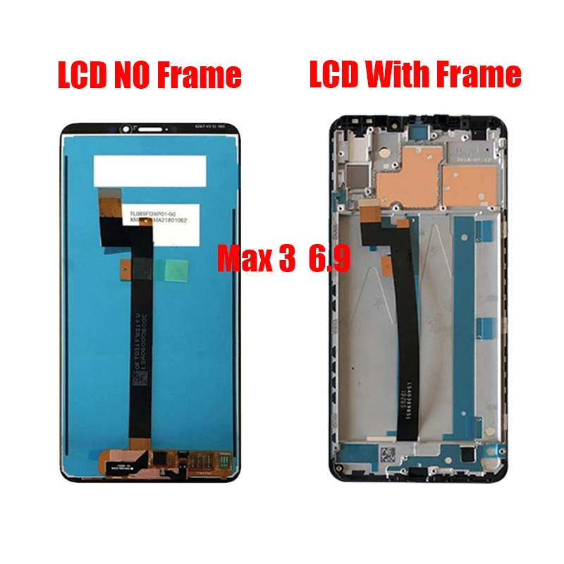 

For XIAOMI Mi Max Mi Max 2 Mi Max 3 Original LCD screen assembly with front case Black White With repair tool and Tempered film