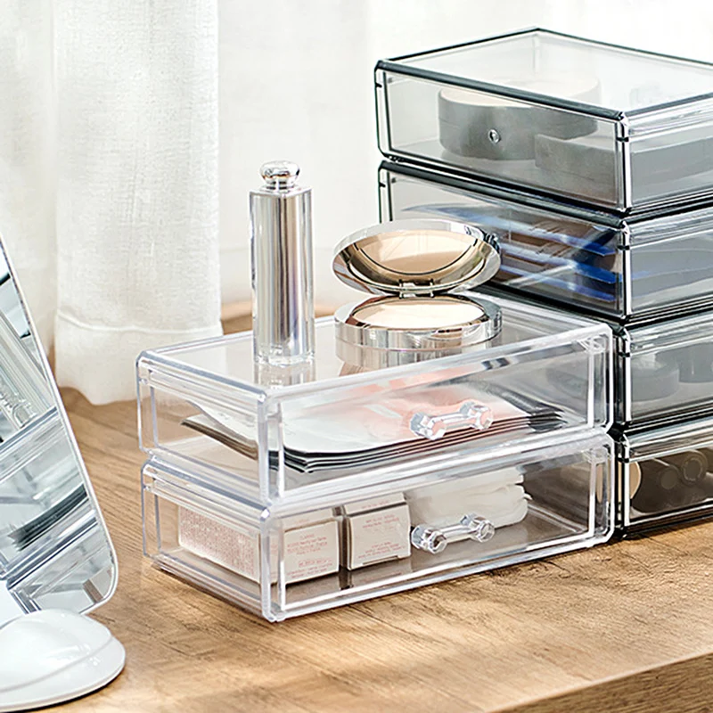 

Hot Plastic Thicken Stackable Storage Box Drawer Type Storage Box Cosmetics Office Stationery Finishing Box t6
