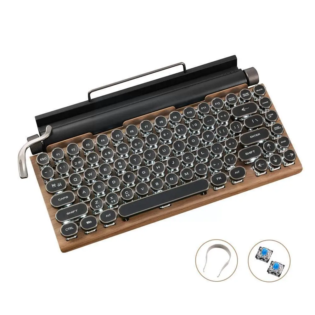 Retro Typewriter Keyboard 83 Keys Wireless Bluetooth Rgb Colorful Backlight Mechanical For Cellphone Tablet La Z5l9 | Компьютеры и