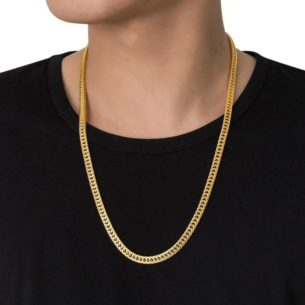 VONRU Snake Bone Thick Necklace For Men Gold Color Long Chain Necklaces Metal Hip Hop Cool Simple Jewelry Gifts | Украшения и