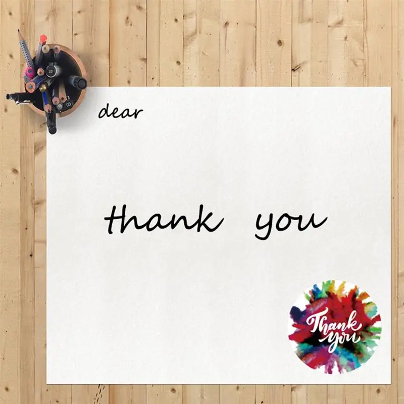 

1 Roll/500pcs Thank You Tag Stickers Decorative Gift Package Sealing Decals