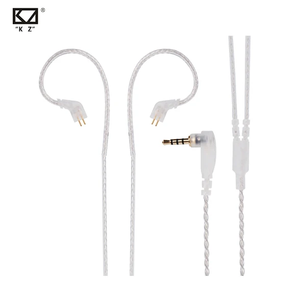 Кабель KZ ZST ZS10 ES3 ES4 2pin 0 75 мм Модернизированный посеребренный кабель для наушников