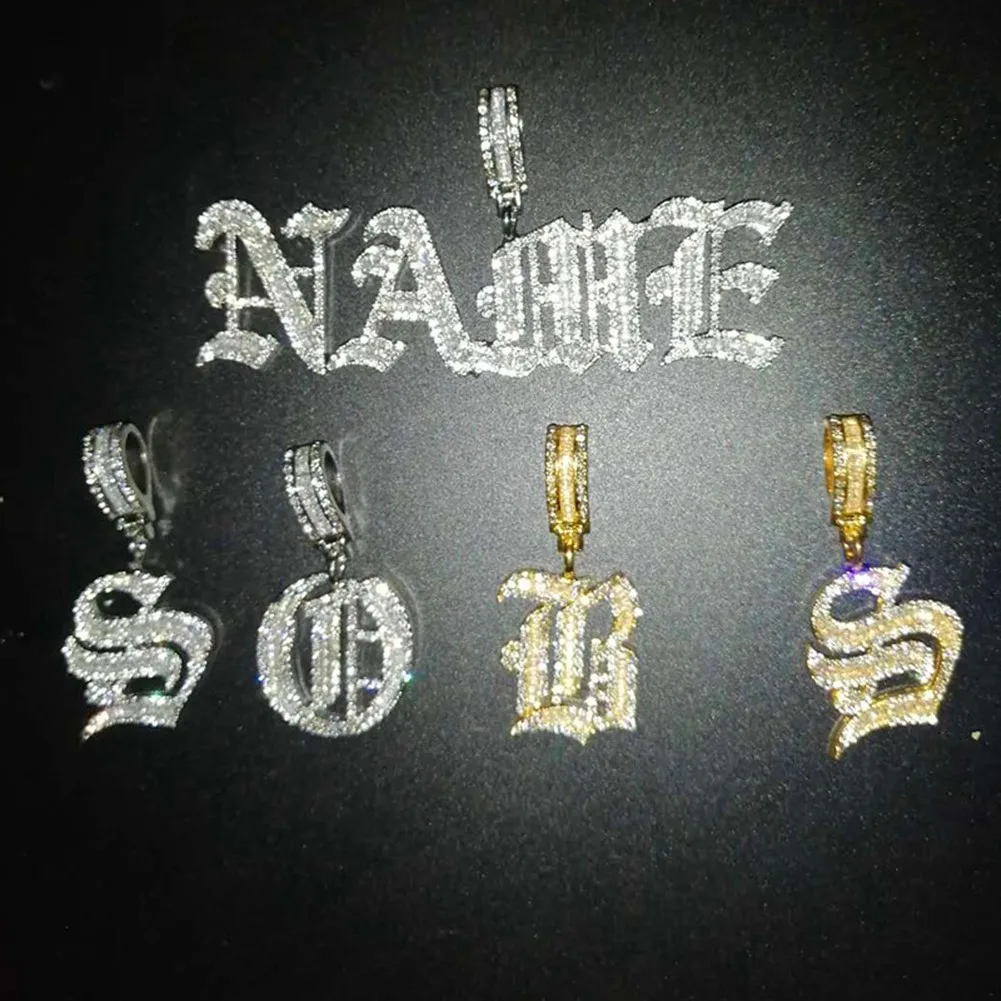 Ожерелье с кулоном именем на заказ старые английские готические шрифты