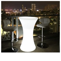 out door use led lighted bar cocktail table rechargeable bar plastic table 110cmx45cm commercial furniture