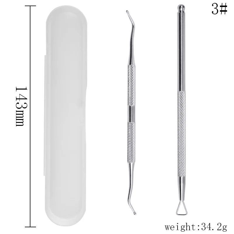 1 Набор радужных двухконцевых инструментов для удаления кутикулы ложка