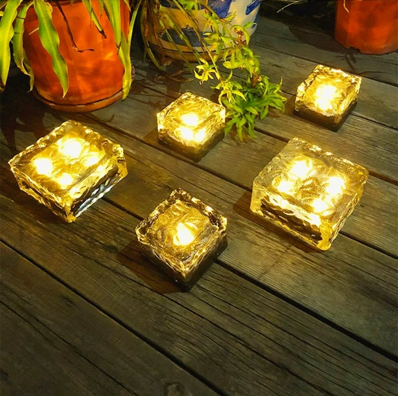 Solar Path Light Underground Buried Brick Led Ice Cube Shape Garden Waterproof Landscape Road | Лампы и освещение