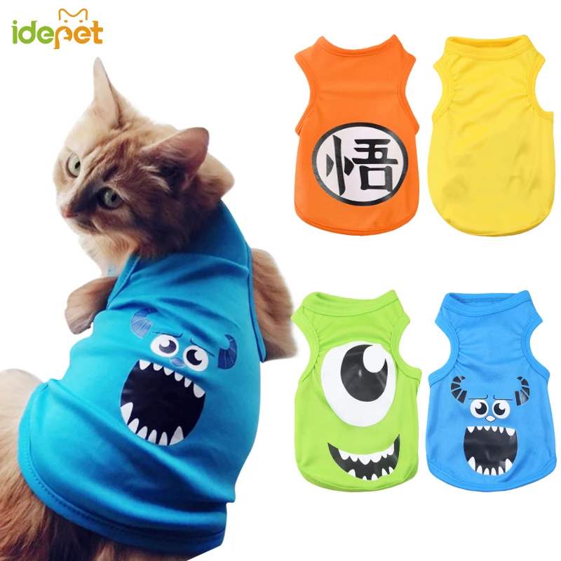 Pet Cat Clothes for Cats Summer Vest T-Shirt Dog Cat Clothes Costume for Small Dogs Cartoon Vest for Puppy 35