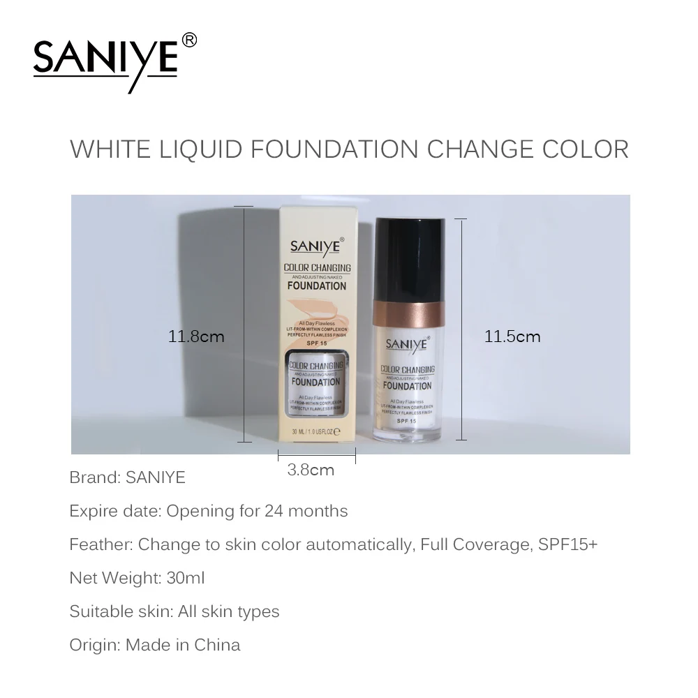 SANIYE меняющая цвет основа для лица макияж жидкое покрытие консилер долговечная