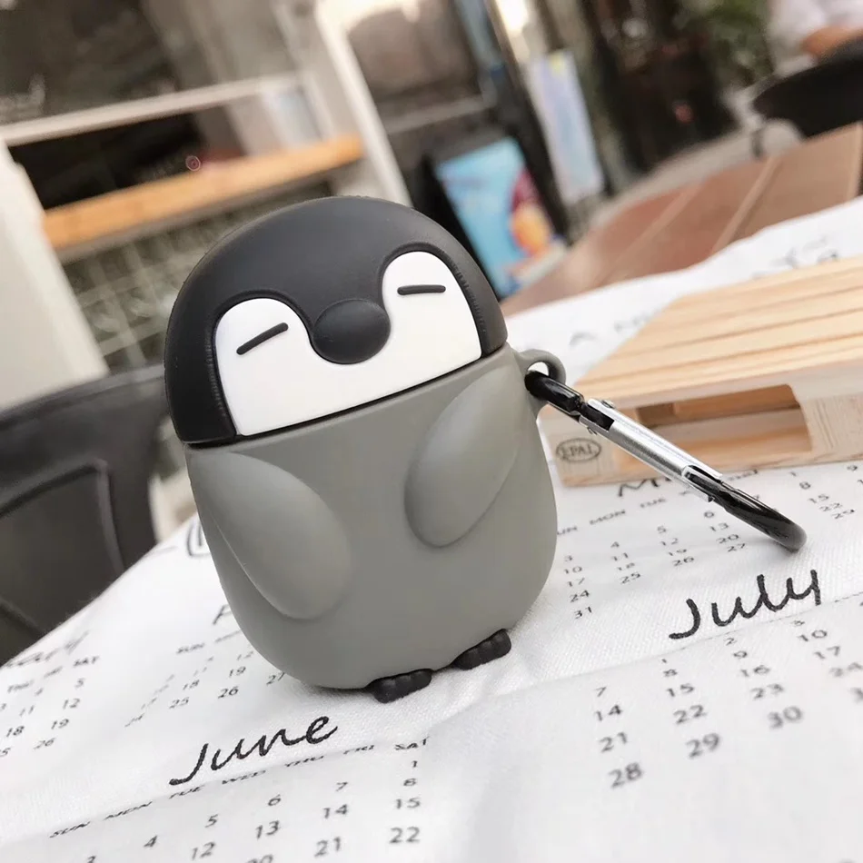 penguin A2 Для AirPods Pro Чехол 3D Милый Забавный инопланетянин кавайный мультяшный чехол для наушников для AirPods 3 Мягкий защитный чехол с крючок карабина - Цвет: penguin A2