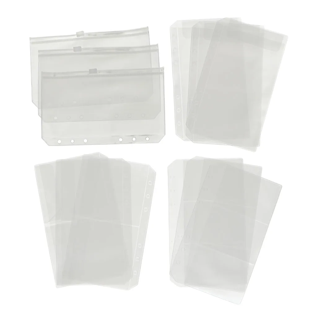 

12 Pack Binder Pocket 6 Holes 5.12x3.15inch A6 Size Zipper Folders Provide Long-Term Protection for Documents Pictures