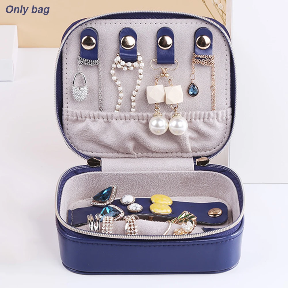 

Holder Storage Necklaces Carrying Gift Double Zipper Portable Multifunctional Travel Jewelry Case Organiser Bag Watch PU Leather
