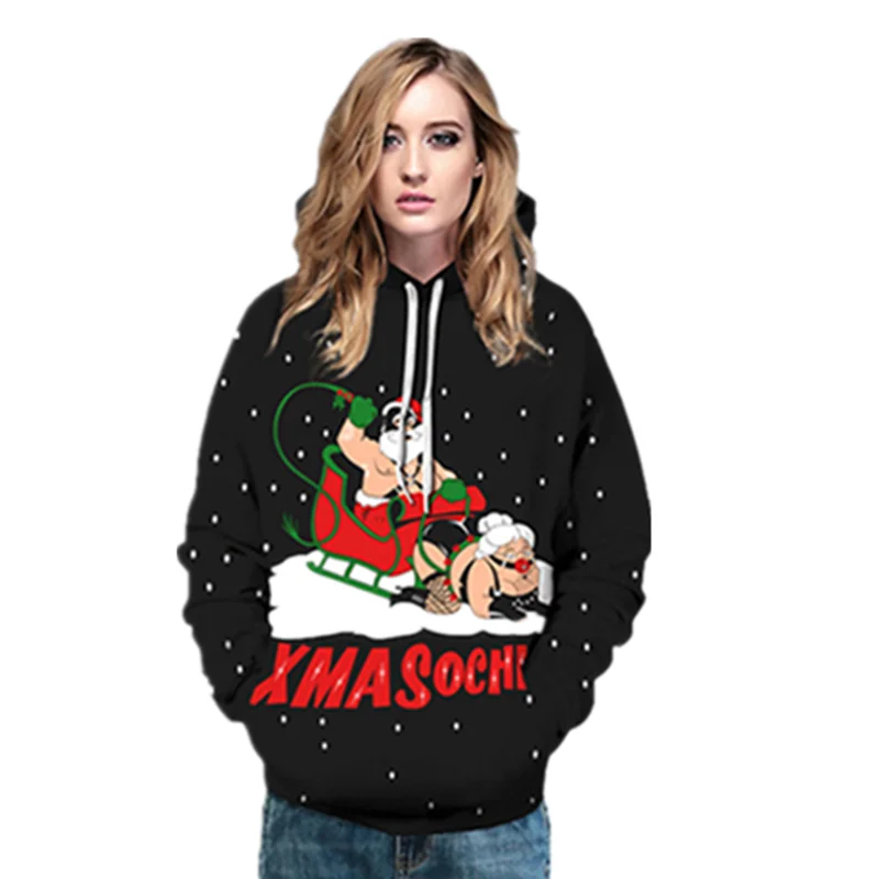 Размера плюс 3D печать рождественские женские мужские толстовки для влюбленных INS