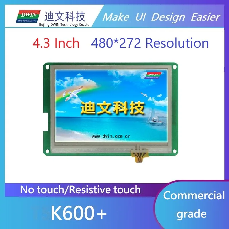 

DWIN TFT LCD Display 4.3 Inch 480*272 Resolution HMI Smart Touch Screen LCM Commercial Grades RTC UART Module DMT48270C043_03W