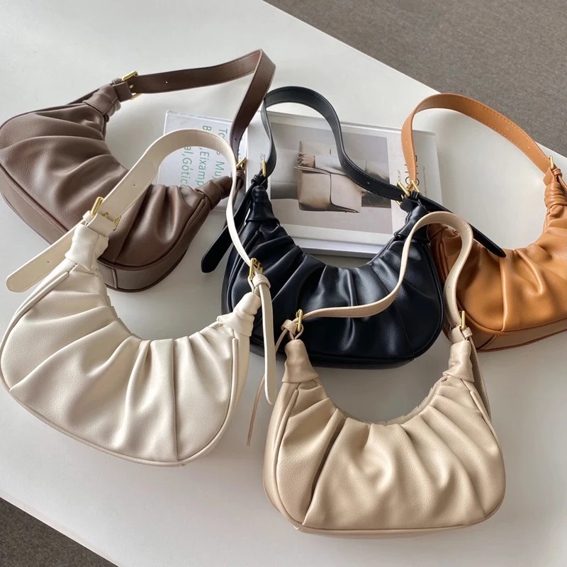 

Маленькая женская сумочка-Багет из мягкой искусственной кожи, роскошная женская плиссированная сумка через плечо, оптовая продажа