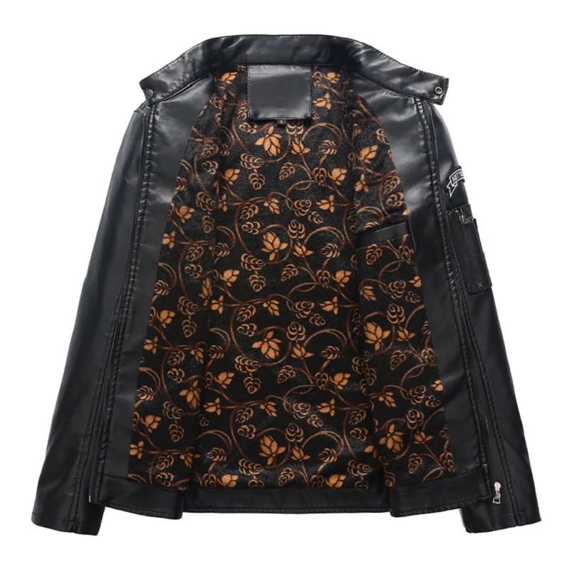 Куртка мужская из искусственной кожи винтажная мотоциклетная теплая Модная