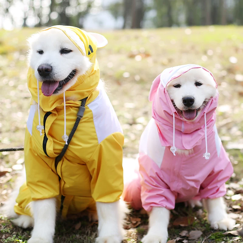 

Big Dog Raincoat Large Dog Clothes Samoyed Border Collie Labrador Husky Golden Retriever Clothing Waterproof Coat Jumpsuit