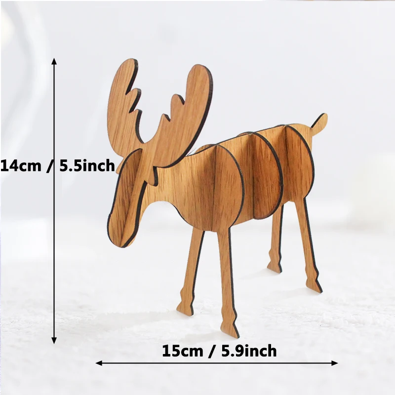 1pcs big elk 50 шт., деревянные рождественские украшения, елочные украшения, Санта-Клаус, снеговик, олень, рождественские вечерние украшения для дома, подарок на год - Цвет: 1pcs big elk