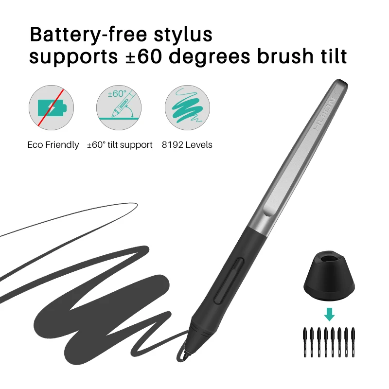 HUION H1060P графический планшет без батареи стилус наклон ±60° цифровой планшет 8192 ручка давление 12 Экспресс-ключей OTG адаптер